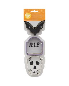 Wilton Cookie Cutter Bat-Tombstone-Skull Set/3