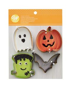 Wilton Cookie Cutter Bat/Pumpkin/Ghost/Frankenstein Set/4