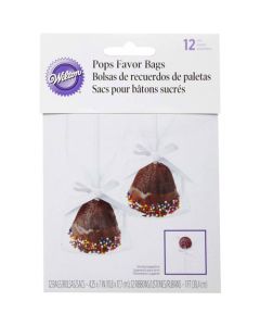 Wilton Cakepops Transparante Zakjes met lintjes pk/12