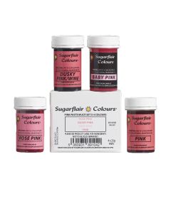 Sugarflair Kleurpasta Roze Set/4