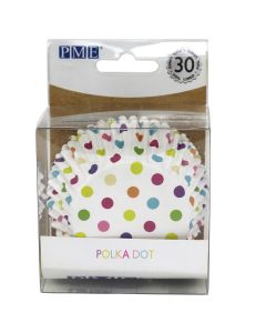 PME Foil Lined Baking Cups Multi Colour Polka Dot pk/30