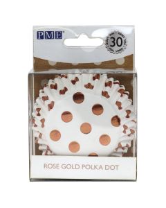 PME Foil Lined Baking Cups Rose Gold Polka Dot pk/30