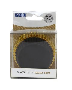 PME Foil Lined Baking Cups Black with Gold Trim pk/30