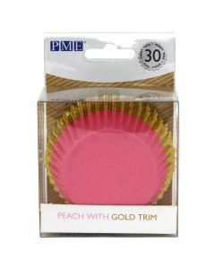 PME Foil Lined Baking Cups Peach with Gold Trim pk/30