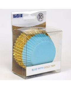 PME Foil Lined Baking Cups Blue with Gold Trim pk/30