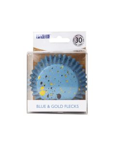 PME Folie Cupcakevormpjes Blauwe & Gouden Vlekjes pk/30