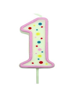 PME Verjaardagskaars Roze Cijfer 1