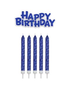 PME Happy Birthday- & Verjaardagskaarsjes Blauw pk/17