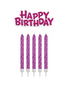 PME Happy Birthday- & Verjaardagskaarsjes Roze pk/17