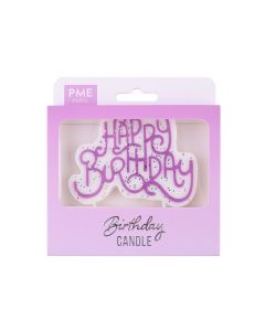 PME Kaars Taarttopper Pink Sparkly Birthday