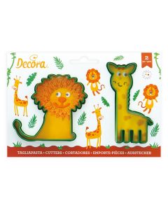 Decora Koekjesuitsteker Plastic - Giraffe en Leeuw pk/2