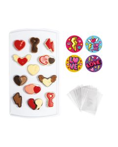 Decora Choco mal Set - Hearts thema incl zakjes & stickers 15x26cm 