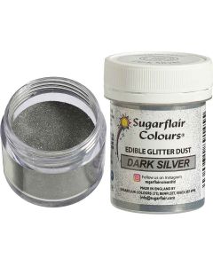 Sugarflair Eetbare Glanspoeder Donker Zilver, 10g