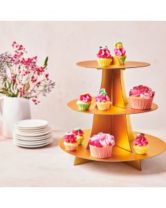 FunCakes 3 Tier Cupcake Stand Display - Gold