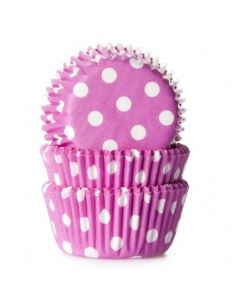 House of Marie Mini Cupcakevormpjes Stip Roze - pk/60