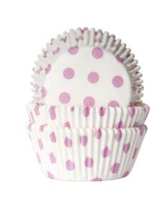 House of Marie Cupcakevormpjes Stip Wit/Baby Roze - pk/50