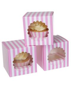 House of Marie Cupcake Doosje 1 -Streep Roze- pk/3