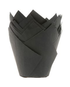 House of Marie Tulip Baking Cups - Black pk/36