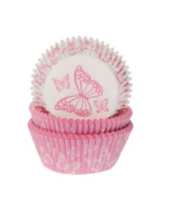 House of Marie Cupcakevormpjes Vlinder Roze assorti pk/50