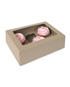 House of Marie Cupcake Doos 6 - Kraft pk/2