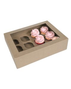 House of Marie Cupcake Doos 12 - Kraft pk/2