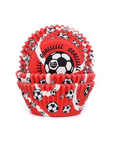 House of Marie Baking Cups Rood Voetbaldoel pk/50