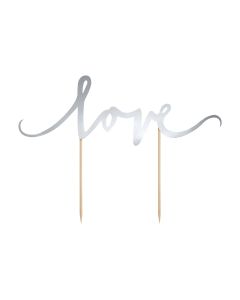 PartyDeco Cake Topper Love - Zilver