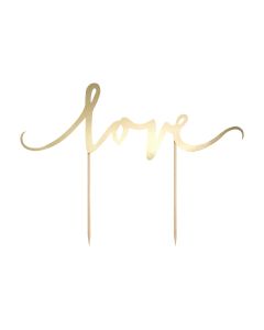 PartyDeco Cake Topper Love - Goud