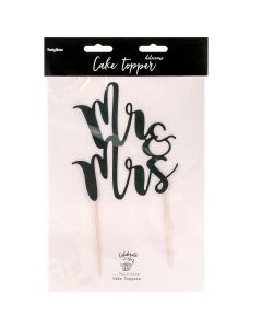 PartyDeco Cake Topper Mr&Mrs - Zwart