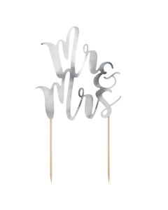 PartyDeco Cake Topper Mr&Mrs - Zilver