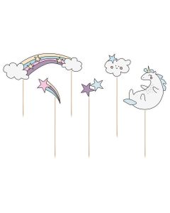 PartyDeco Cake Toppers Unicorn Set/5