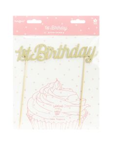 PartyDeco Cake Topper 1st Birthday - Goud
