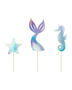 PartyDeco Cake toppers Zeemeermin pk/3