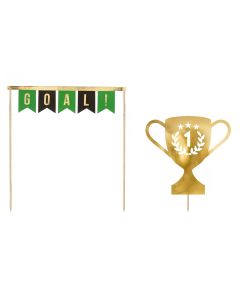 PartyDeco Cake toppers Voetbal Trofee pk/2