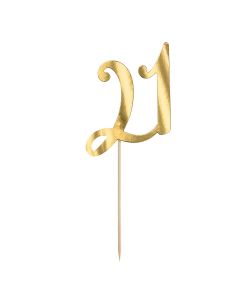 PartyDeco Caketopper 21 Goud