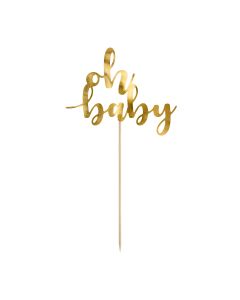 PartyDeco Cake Topper Oh Baby - Goud