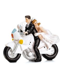 PartyDeco Cake Topper Pas Gehuwden op een motor