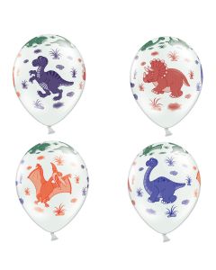 PartyDeco Ballonnen Dinosaurs Pastel Wit pk/6