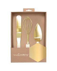 ScrapCooking Gouden Spatel/Garde/Taartschep Set/3