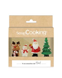 Scrapcooking Sweet Xmas Plastic Cake Toppers set/4