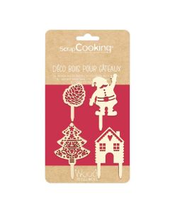 Scrapcooking Christmas Wooden Cake Decorations set/4