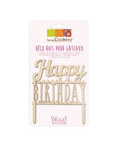 Scrapcooking Houten Taarttopper Happy Birthday