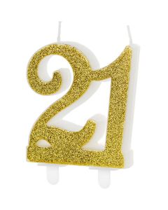 PartyDeco Verjaardagskaars Nummer 21 - Modern Goud