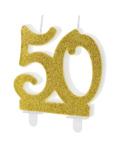 PartyDeco Verjaardagskaars Nummer 50 - Modern Goud