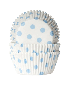 House of Marie Cupcakevormpjes Stip Wit/Baby Blauw - pk/50